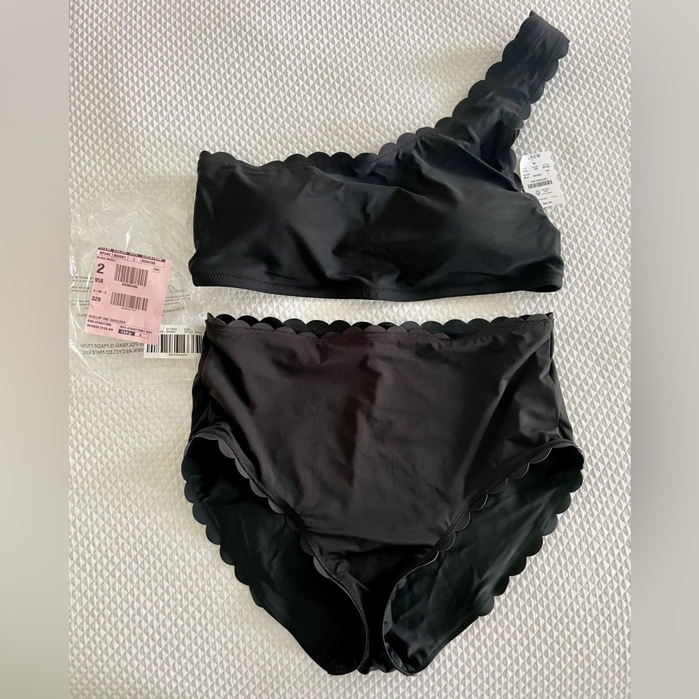 J-Crew Black One-Shoulder Bikini Set - Brand New!